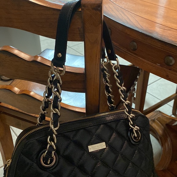 Kate Spade ♠️ Black Quilted bag w/gold chain handle details - Picture 2 of 15